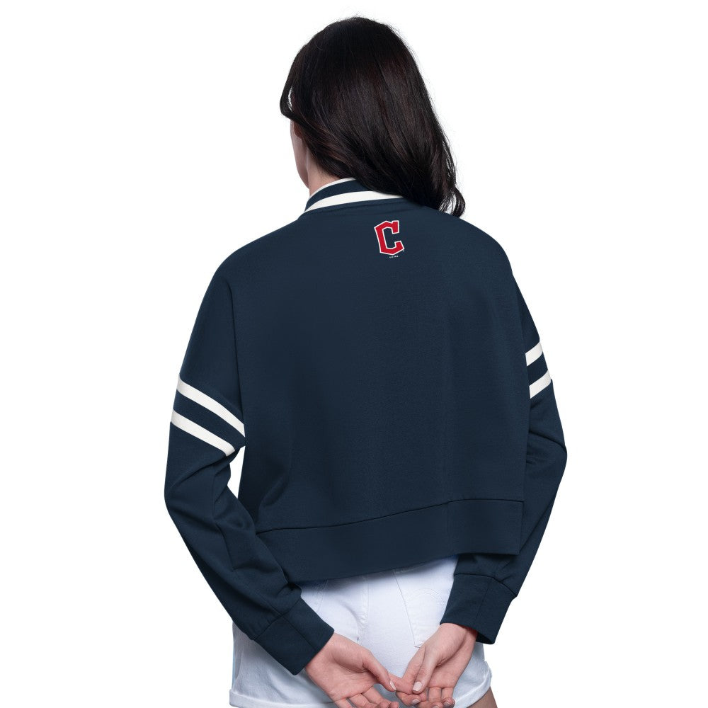 Cleveland Guardians Starter Women's Power Play Cropped Pullover Sweatshirt | MLB Discount