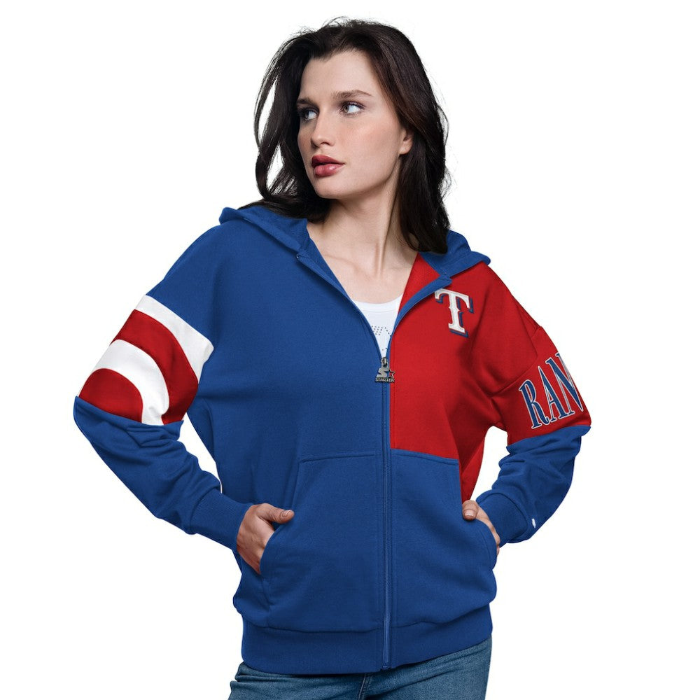 Texas Rangers Starter Women's Curve Ball Full Zip Hoodie Sweatshirt | MLB Discount