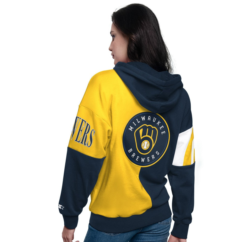 Milwaukee Brewers Starter Women's Curve Ball Full Zip Hoodie Sweatshirt | MLB Near me