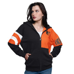 Baltimore Orioles Starter Women's Curve Ball Full Zip Hoodie Sweatshirt | MLB New