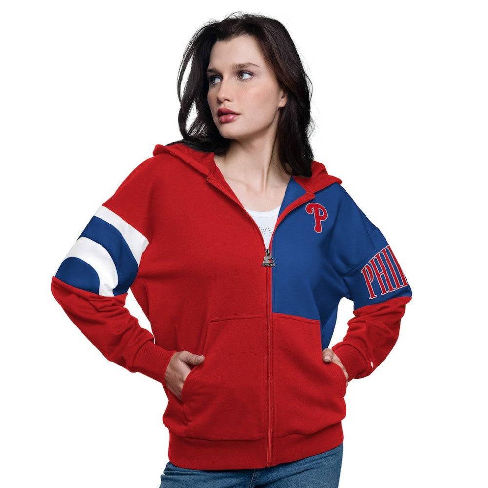 Philadelphia Phillies Starter Women's Curve Ball Full Zip Hoodie Sweatshirt | MLB For sale