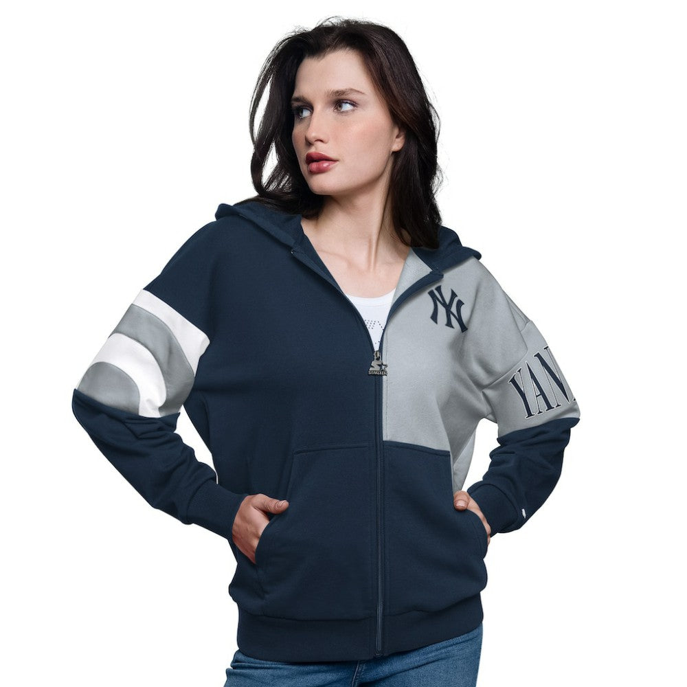 New York Yankees Starter Women's Curve Ball Full Zip Hoodie Sweatshirt | MLB Online