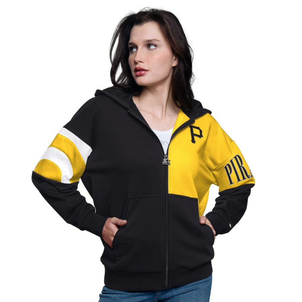 Pittsburgh Pirates Starter Women's Curve Ball Full Zip Hoodie Sweatshirt | MLB On Sale