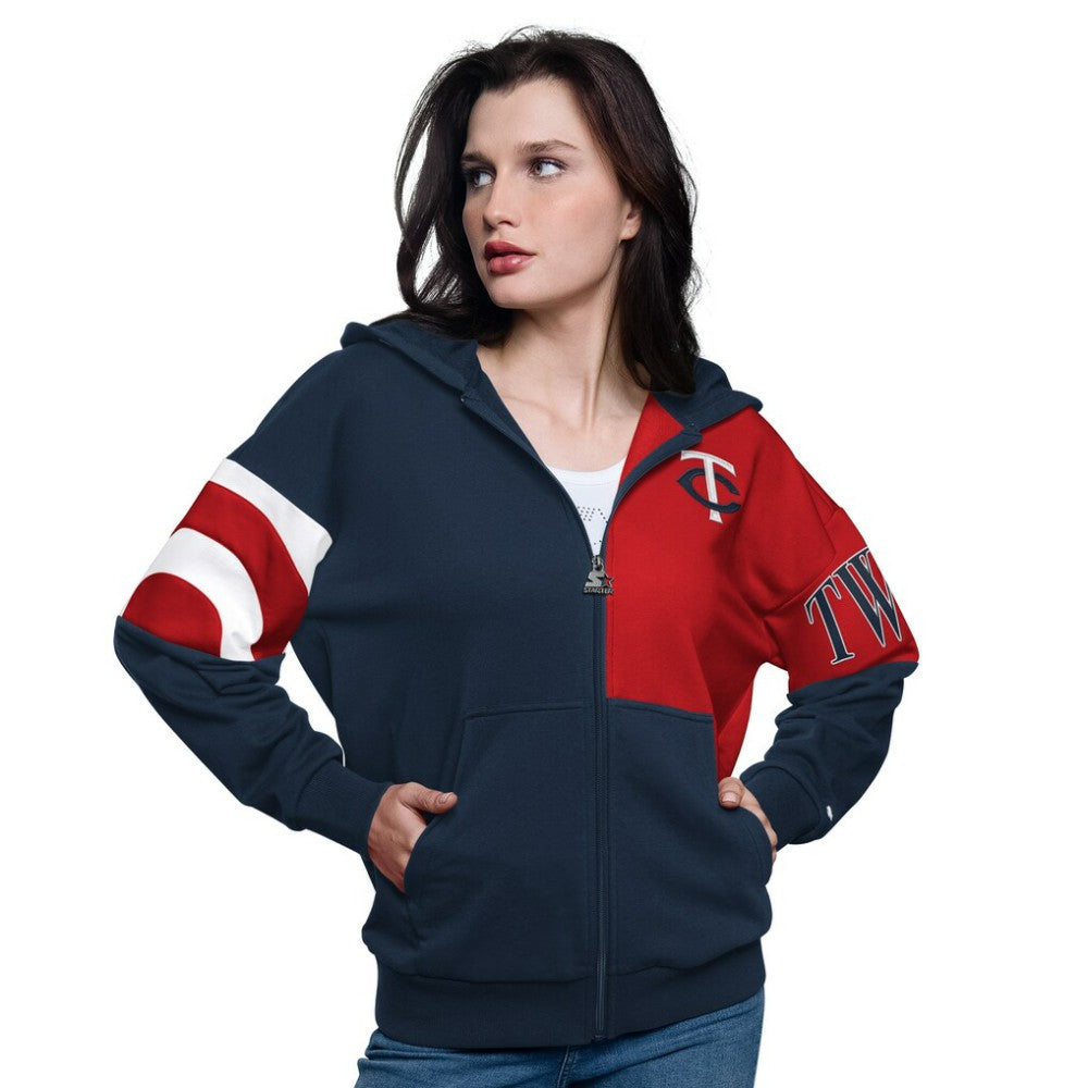 Minnesota Twins Starter Women's Curve Ball Full Zip Hoodie Sweatshirt | MLB US