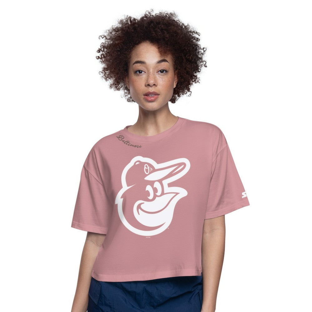 Baltimore Orioles Starter Women's Play the Ball Boxy Cropped T-Shirt | MLB On Sale