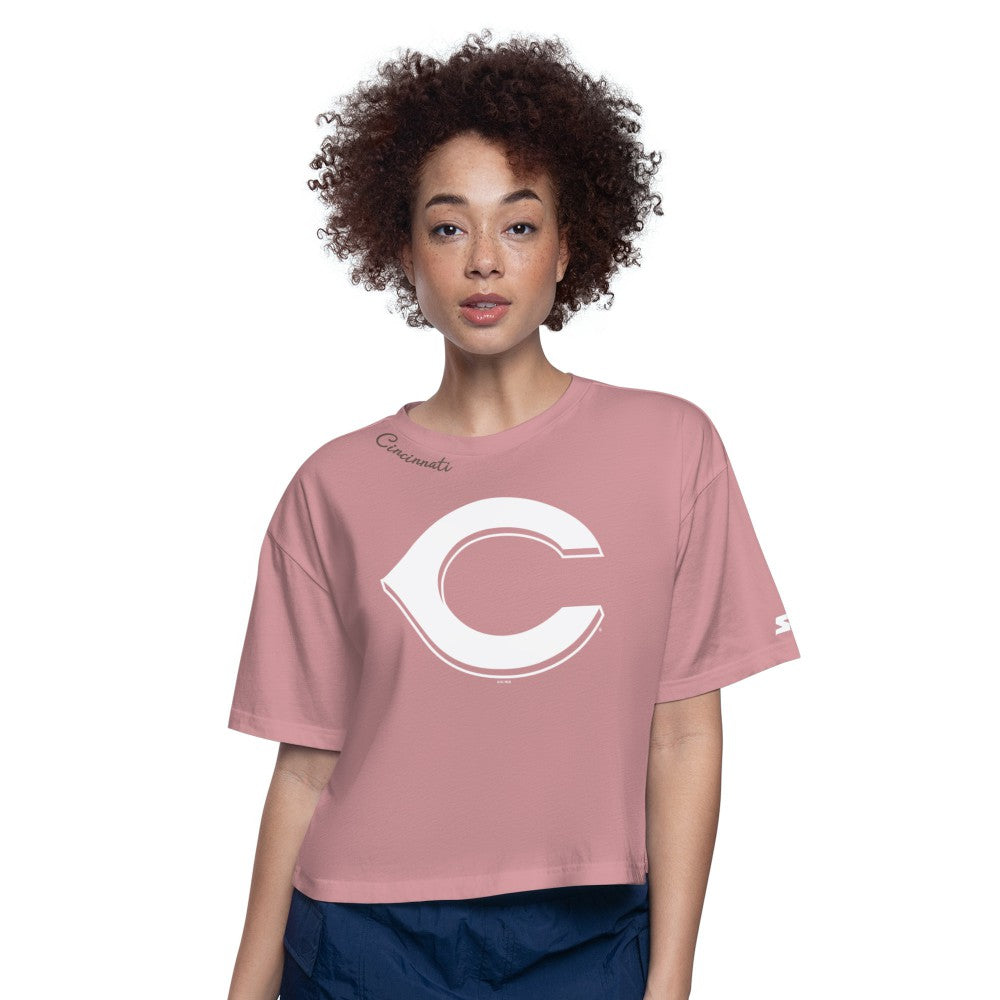 Cincinnati Reds Starter Women's Play the Ball Boxy Cropped T-Shirt | MLB Sale