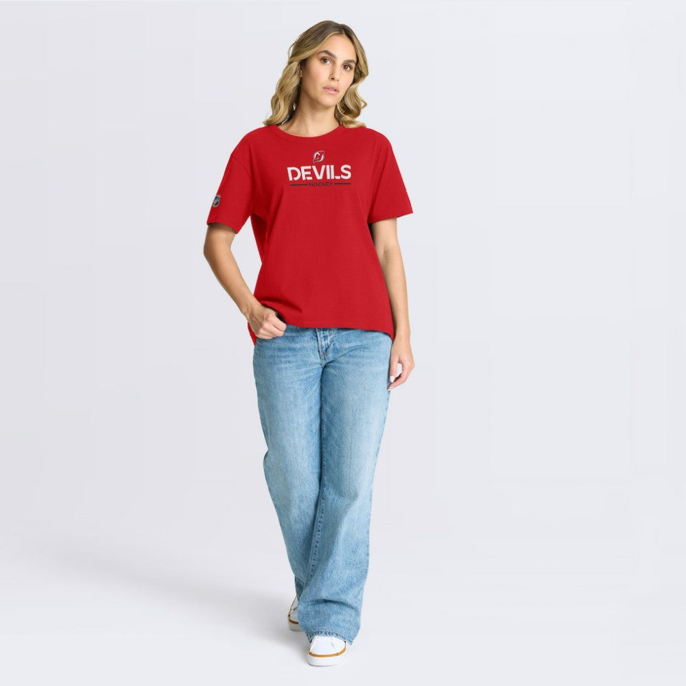 New Jersey Devils Fanatics Women's Authentic Pro Primary T-Shirt For Sale