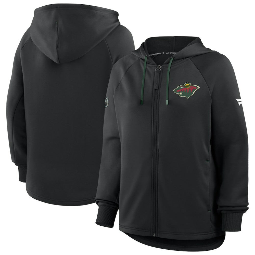 Minnesota Wild Fanatics Women's Authentic Pro Rink Raglan Full-Zip Hoodie On Sale