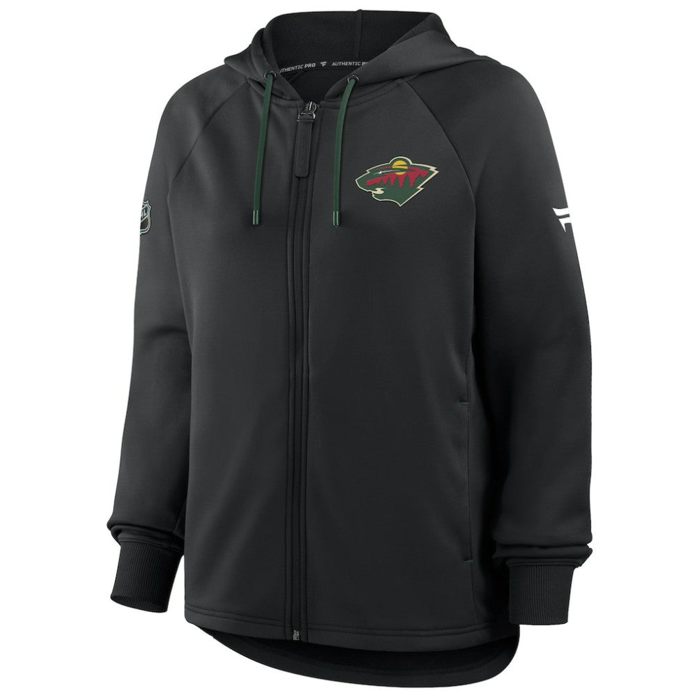 Minnesota Wild Fanatics Women's Authentic Pro Rink Raglan Full-Zip Hoodie On Sale