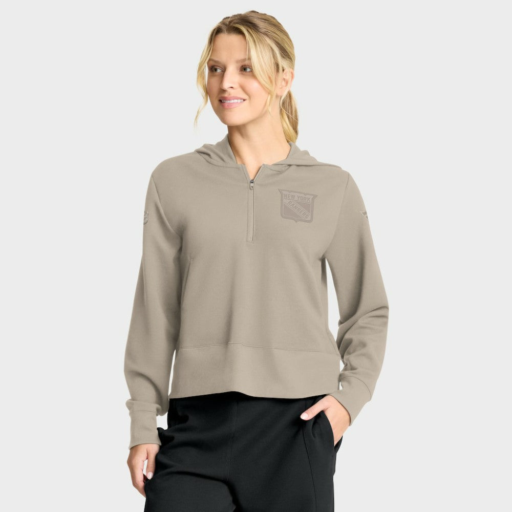 New York Rangers Fanatics Women's Authentic Pro Road Tri-Blend Quarter-Zip Hoodie Discount