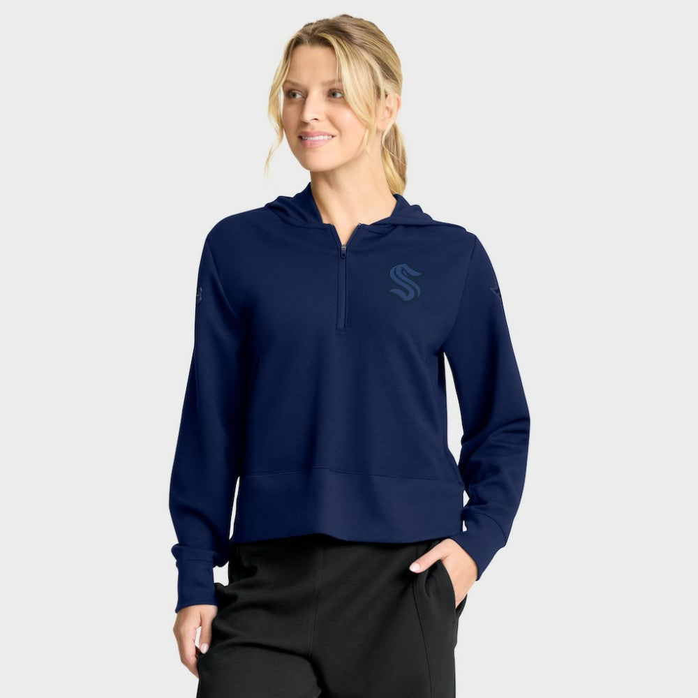 Seattle Kraken Fanatics Women's Authentic Pro Road Tri-Blend Quarter-Zip Hoodie For Sale