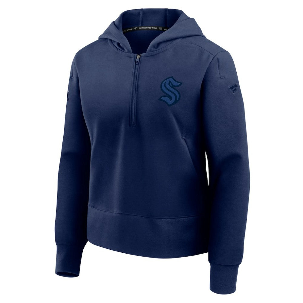 Seattle Kraken Fanatics Women's Authentic Pro Road Tri-Blend Quarter-Zip Hoodie For Sale