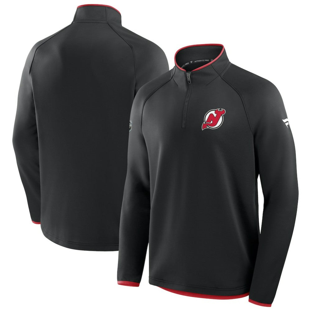 New Jersey Devils Fanatics Authentic Pro Rink Raglan Quarter-Zip Pullover On Sale