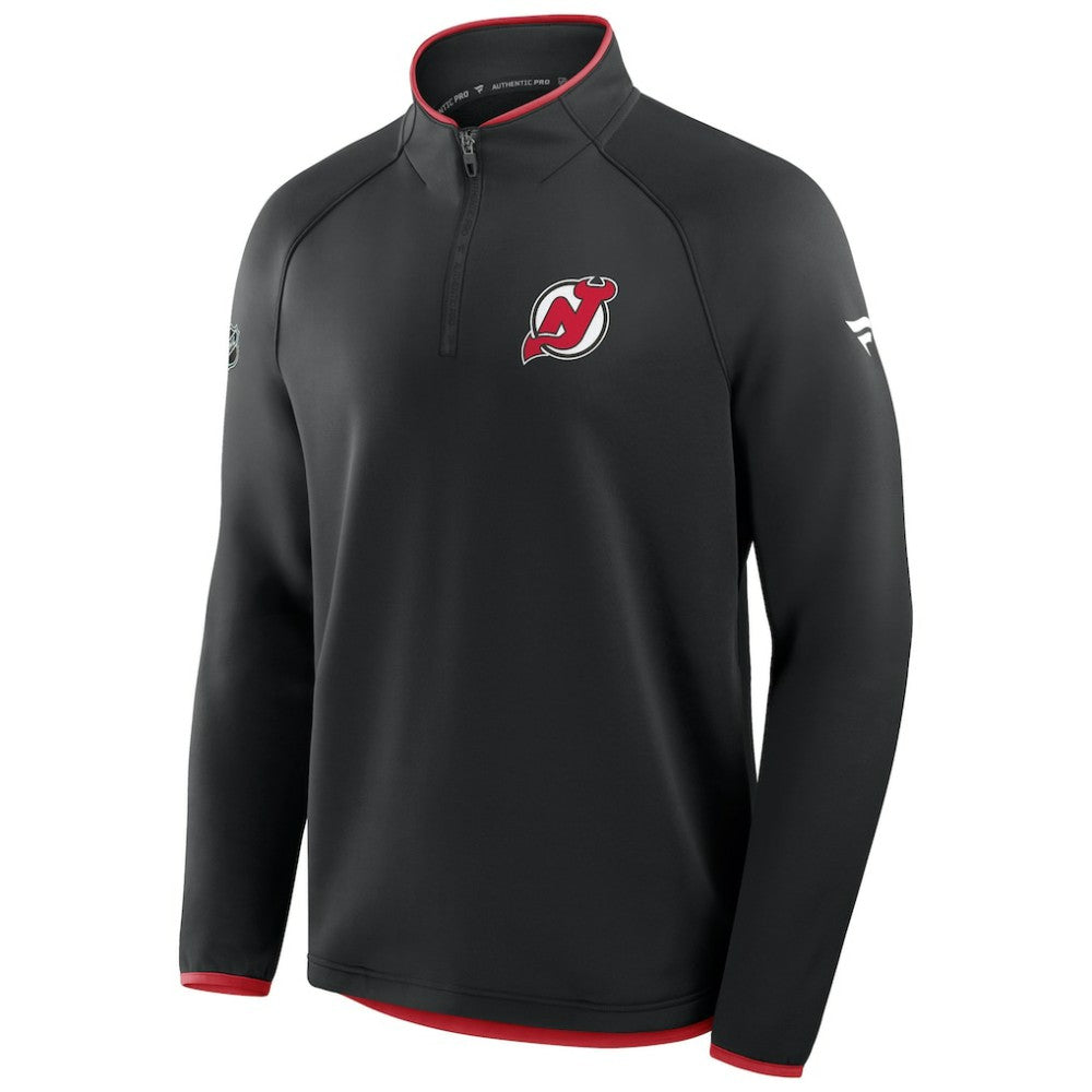 New Jersey Devils Fanatics Authentic Pro Rink Raglan Quarter-Zip Pullover On Sale