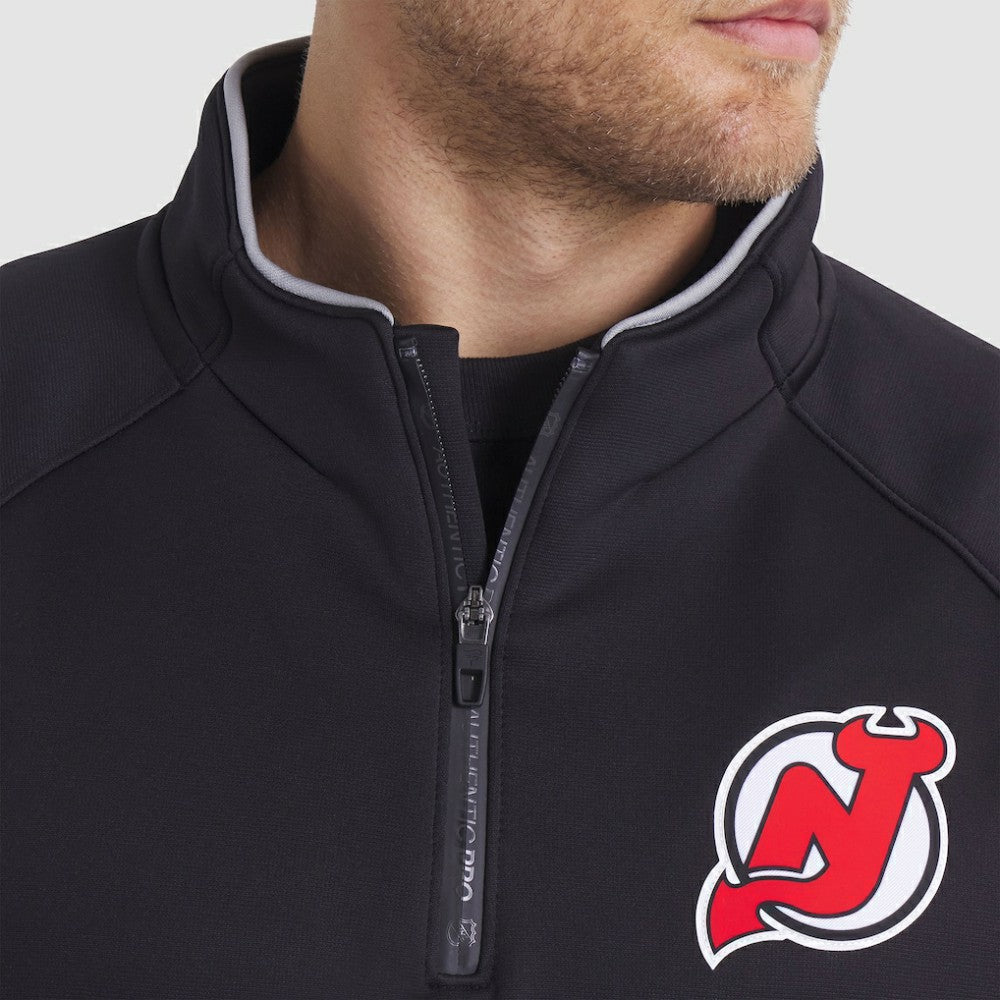 New Jersey Devils Fanatics Authentic Pro Rink Raglan Quarter-Zip Pullover On Sale