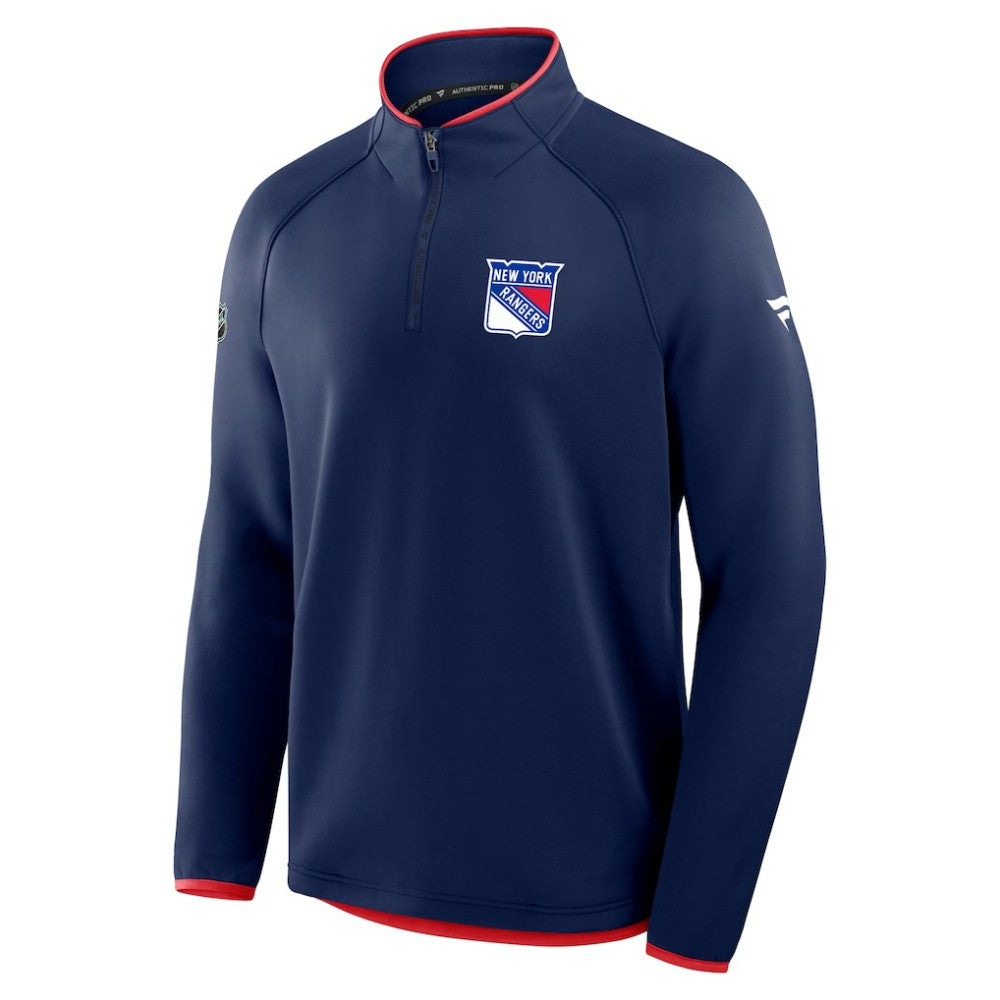 New York Rangers Fanatics Authentic Pro Rink Raglan Quarter-Zip Pullover For Sale