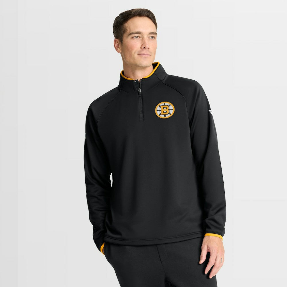 Boston Bruins Fanatics Authentic Pro Rink Raglan Quarter-Zip Pullover On Sale