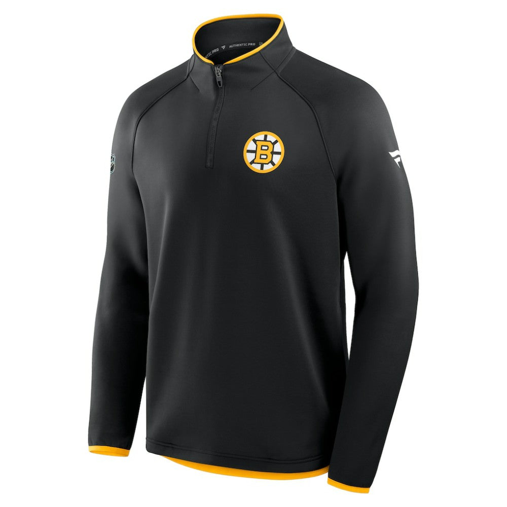 Boston Bruins Fanatics Authentic Pro Rink Raglan Quarter-Zip Pullover On Sale