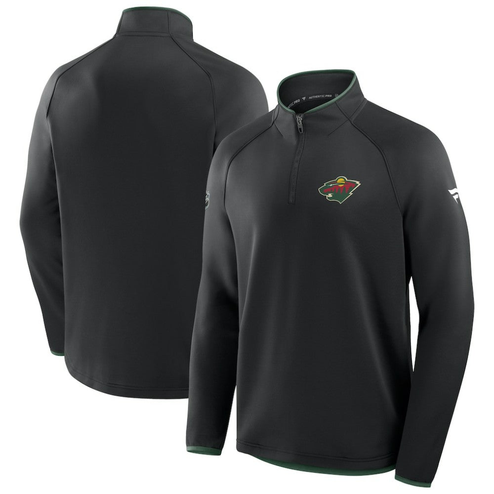 Minnesota Wild Fanatics Authentic Pro Rink Raglan Quarter-Zip Pullover Sale