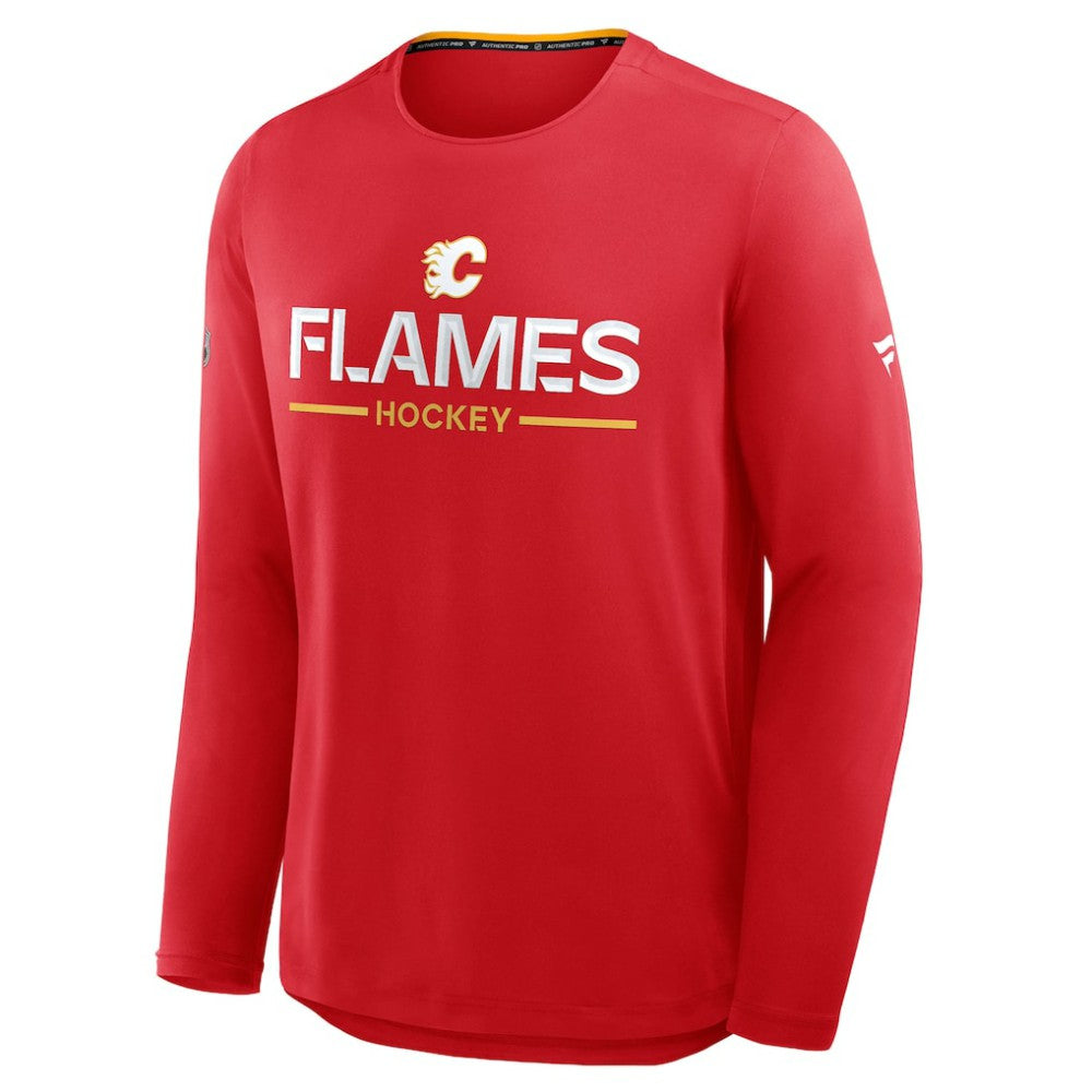 Calgary Flames Fanatics Authentic Pro Rink Tech Long Sleeve T-Shirt Outlet