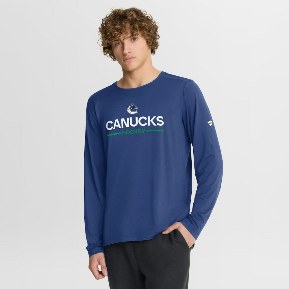 Vancouver Canucks Fanatics Authentic Pro Rink Tech Long Sleeve T-Shirt For Sale