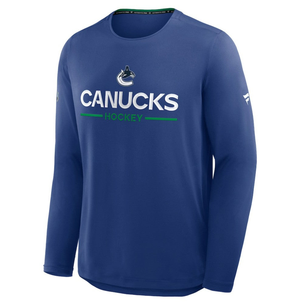 Vancouver Canucks Fanatics Authentic Pro Rink Tech Long Sleeve T-Shirt For Sale