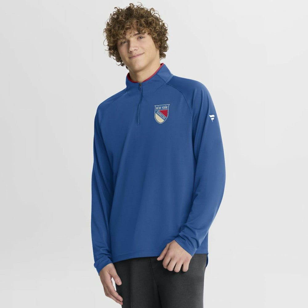 New York Rangers Fanatics Authentic Pro Rink Training Centennial Raglan Quarter-Zip Pullover Sale