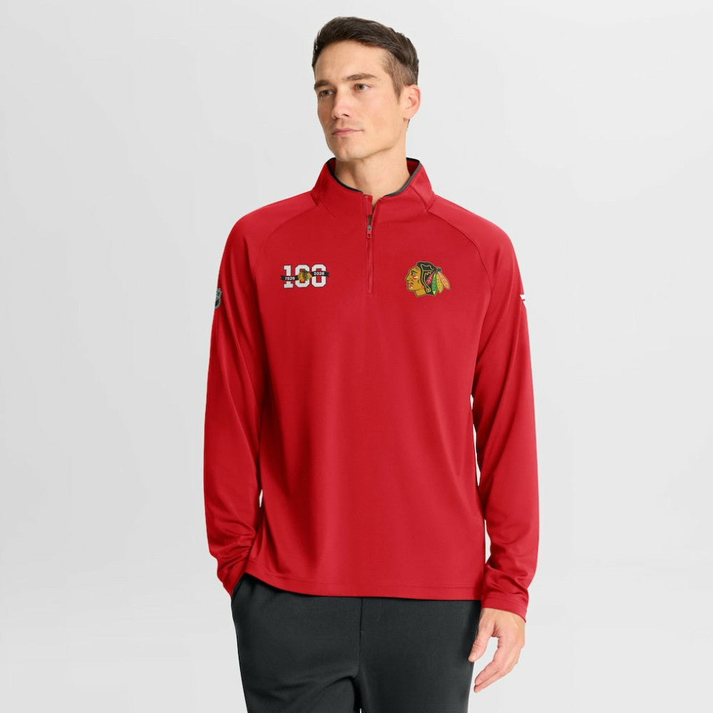 Chicago Blackhawks Fanatics Authentic Pro Rink Training Centennial Raglan Quarter-Zip Pullover Discount