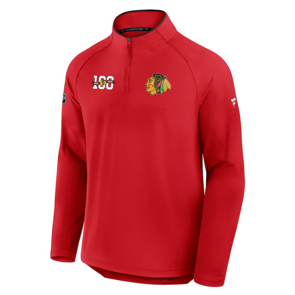 Chicago Blackhawks Fanatics Authentic Pro Rink Training Centennial Raglan Quarter-Zip Pullover Discount