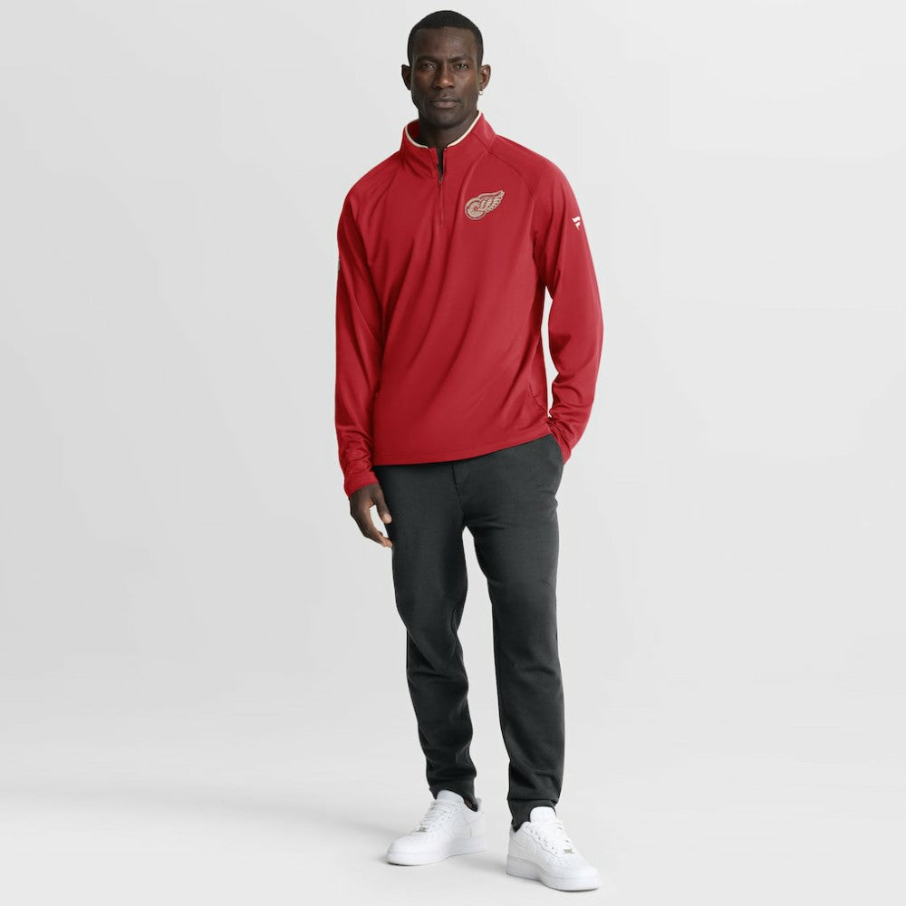 Detroit Red Wings Fanatics Authentic Pro Rink Training Centennial Raglan Quarter-Zip Pullover On Sale