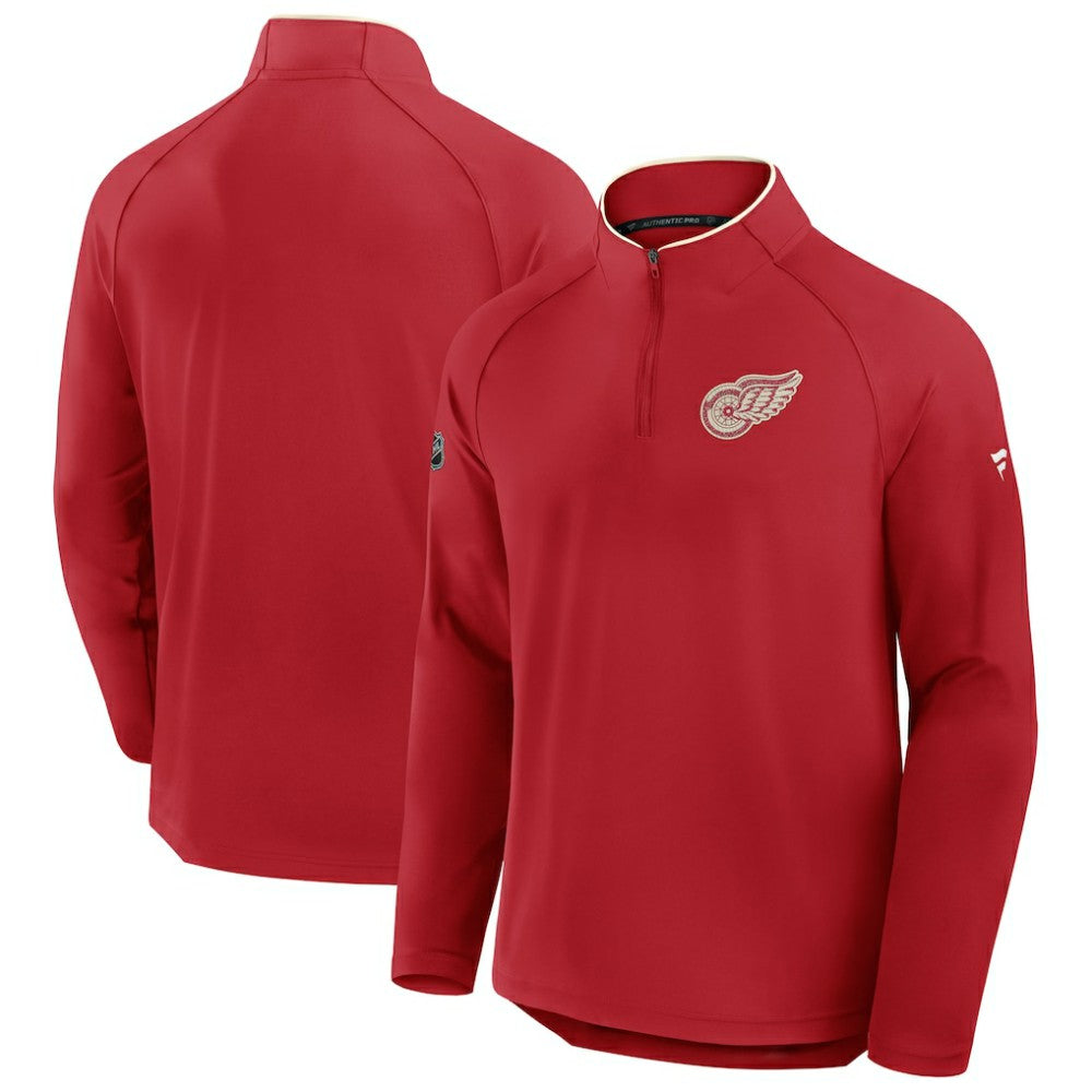 Detroit Red Wings Fanatics Authentic Pro Rink Training Centennial Raglan Quarter-Zip Pullover On Sale