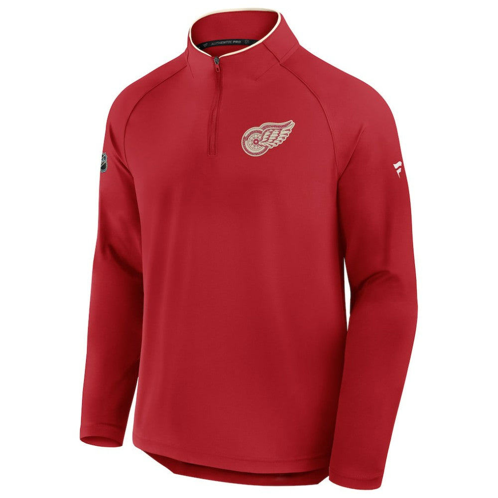 Detroit Red Wings Fanatics Authentic Pro Rink Training Centennial Raglan Quarter-Zip Pullover On Sale
