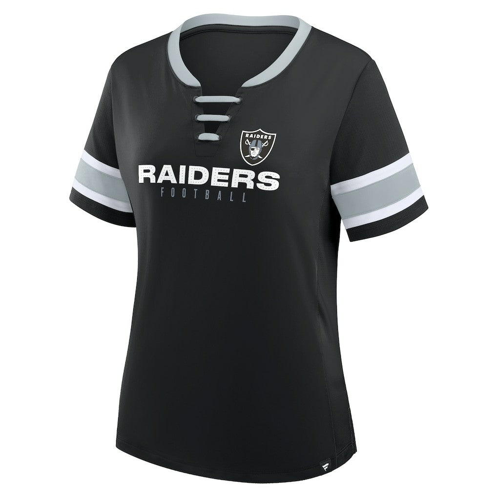 Las Vegas Raiders Fanatics Women's Redzone Draw Play Athena Lace-Up T-Shirt