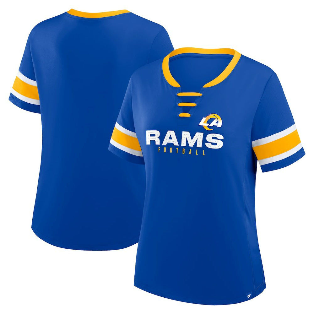 Los Angeles Rams Fanatics Women's Redzone Draw Play Athena Lace-Up T-Shirt