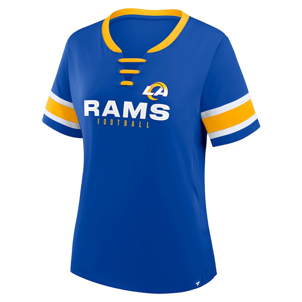 Los Angeles Rams Fanatics Women's Redzone Draw Play Athena Lace-Up T-Shirt