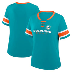 Miami Dolphins Fanatics Women's Redzone Draw Play Athena Lace-Up T-Shirt