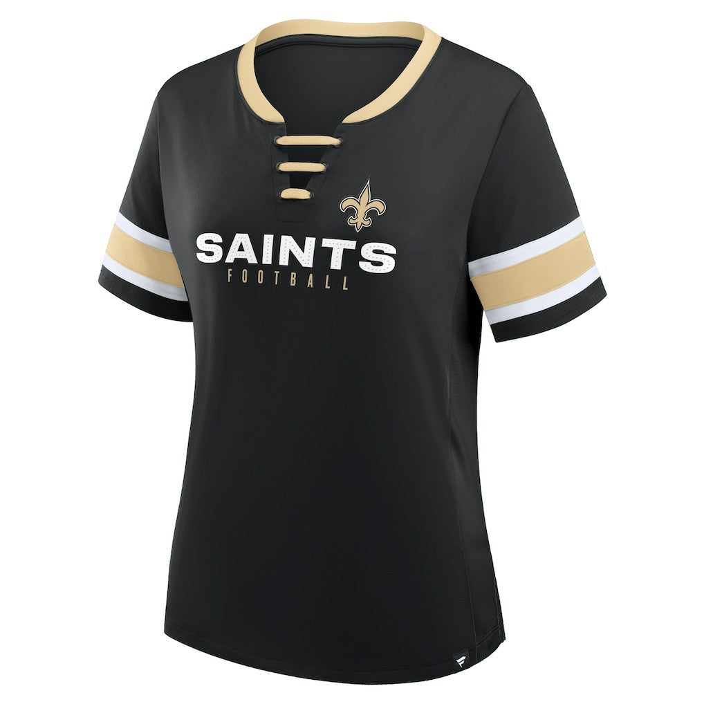 New Orleans Saints Fanatics Women's Redzone Draw Play Athena Lace-Up T-Shirt