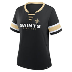 New Orleans Saints Fanatics Women's Redzone Draw Play Athena Lace-Up T-Shirt