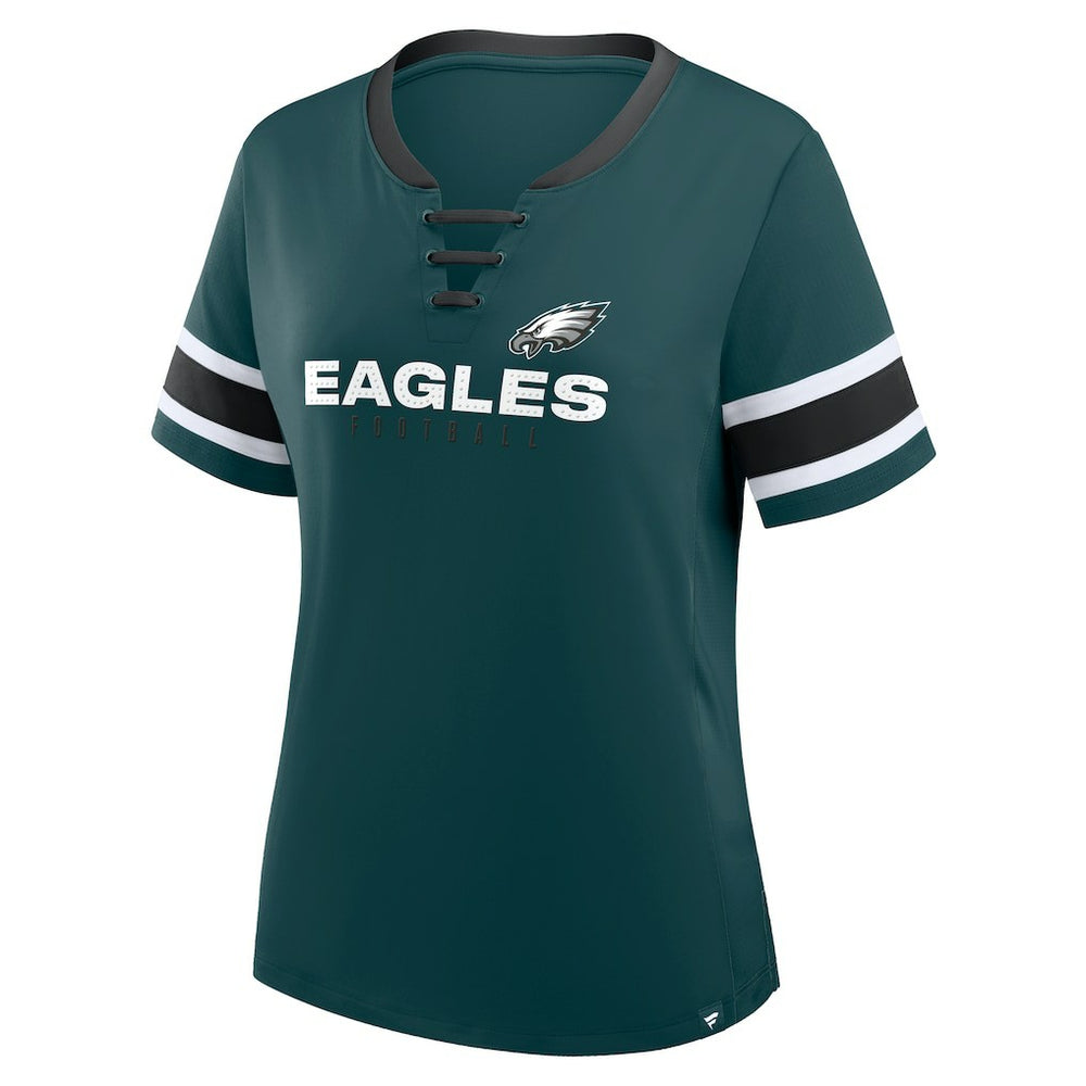 Philadelphia Eagles Fanatics Women's Redzone Draw Play Athena Lace-Up T-Shirt