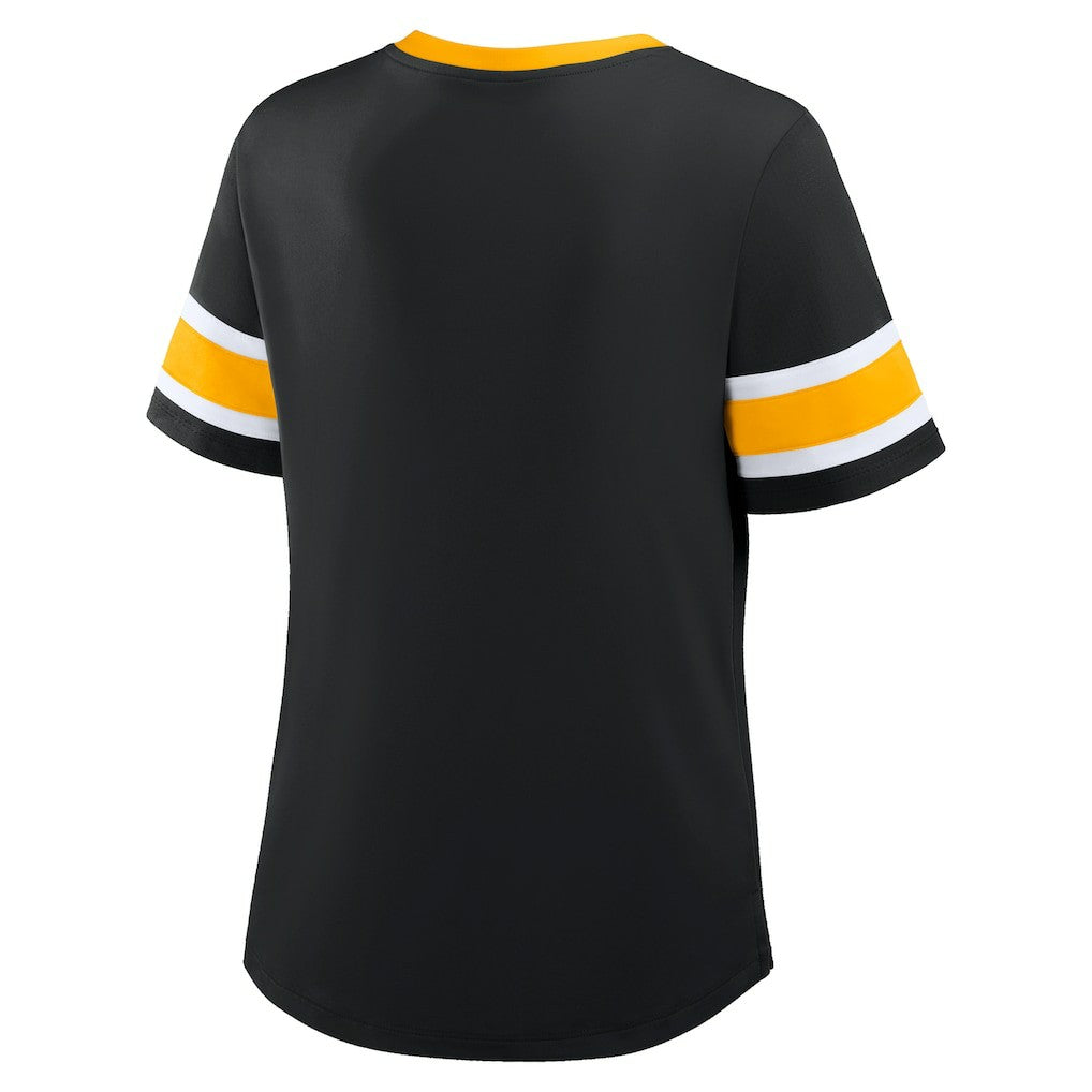 Pittsburgh Steelers Fanatics Women's Redzone Draw Play Athena Lace-Up T-Shirt