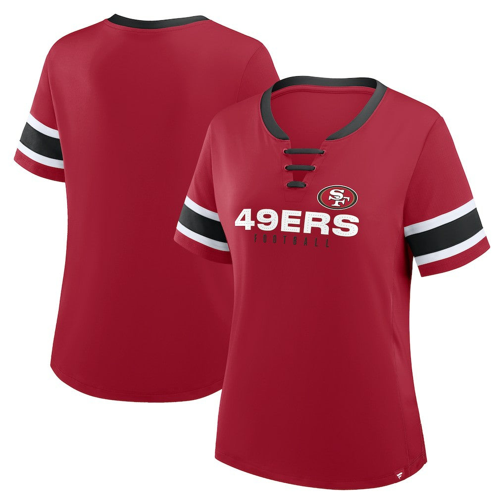 San Francisco 49ers Fanatics Women's Redzone Draw Play Athena Lace-Up T-Shirt