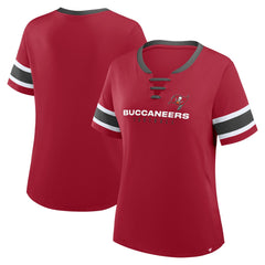 Tampa Bay Buccaneers Fanatics Women's Redzone Draw Play Athena Lace-Up T-Shirt