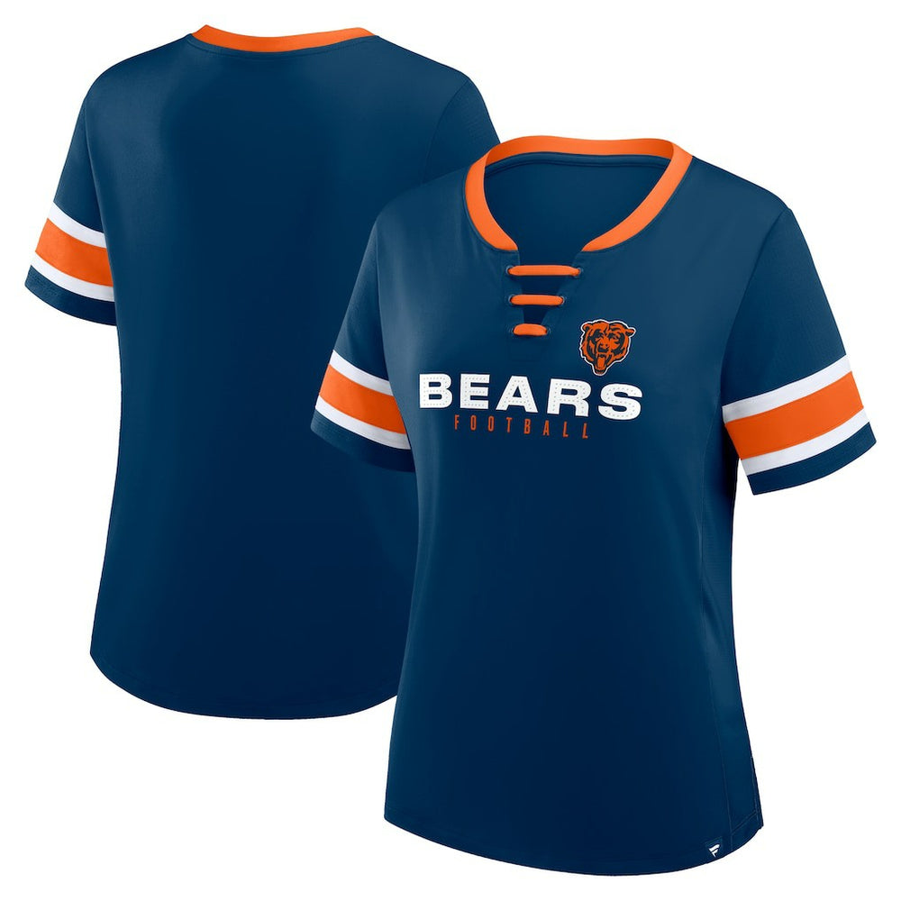 Chicago Bears Fanatics Women's Redzone Draw Play Athena Lace-Up T-Shirt
