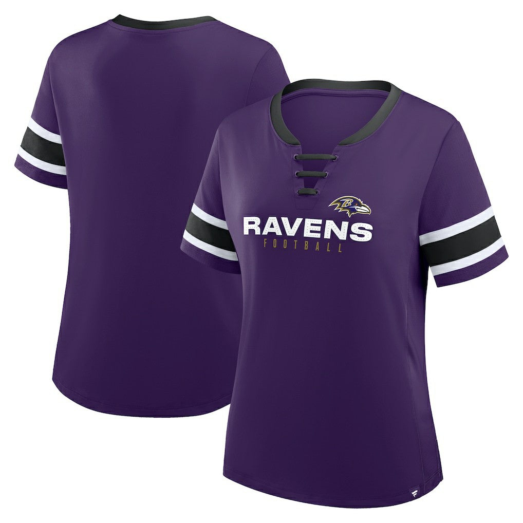 Baltimore Ravens Fanatics Women's Redzone Draw Play Athena Lace-Up T-Shirt
