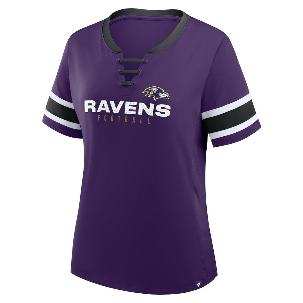Baltimore Ravens Fanatics Women's Redzone Draw Play Athena Lace-Up T-Shirt