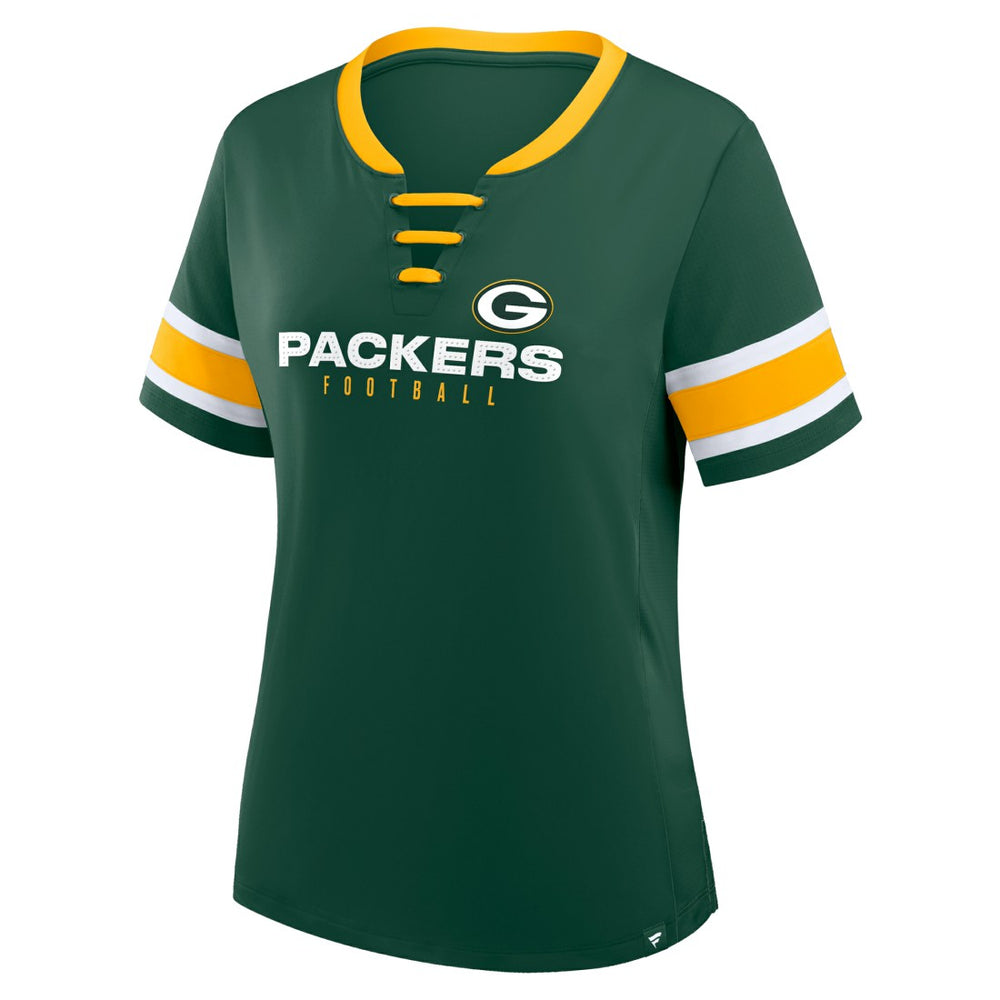 Green Bay Packers Fanatics Women's Redzone Draw Play Athena Lace-Up T-Shirt