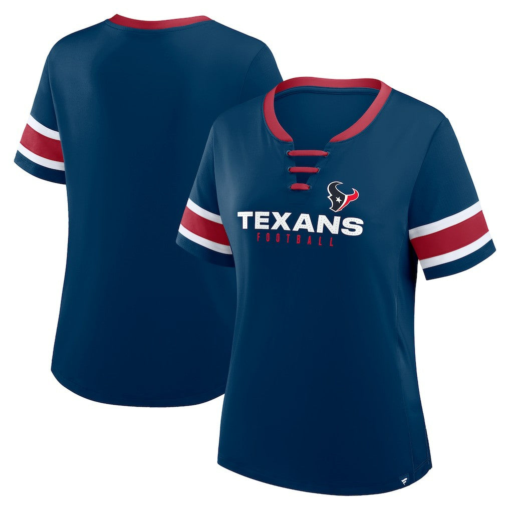 Houston Texans Fanatics Women's Redzone Draw Play Athena Lace-Up T-Shirt
