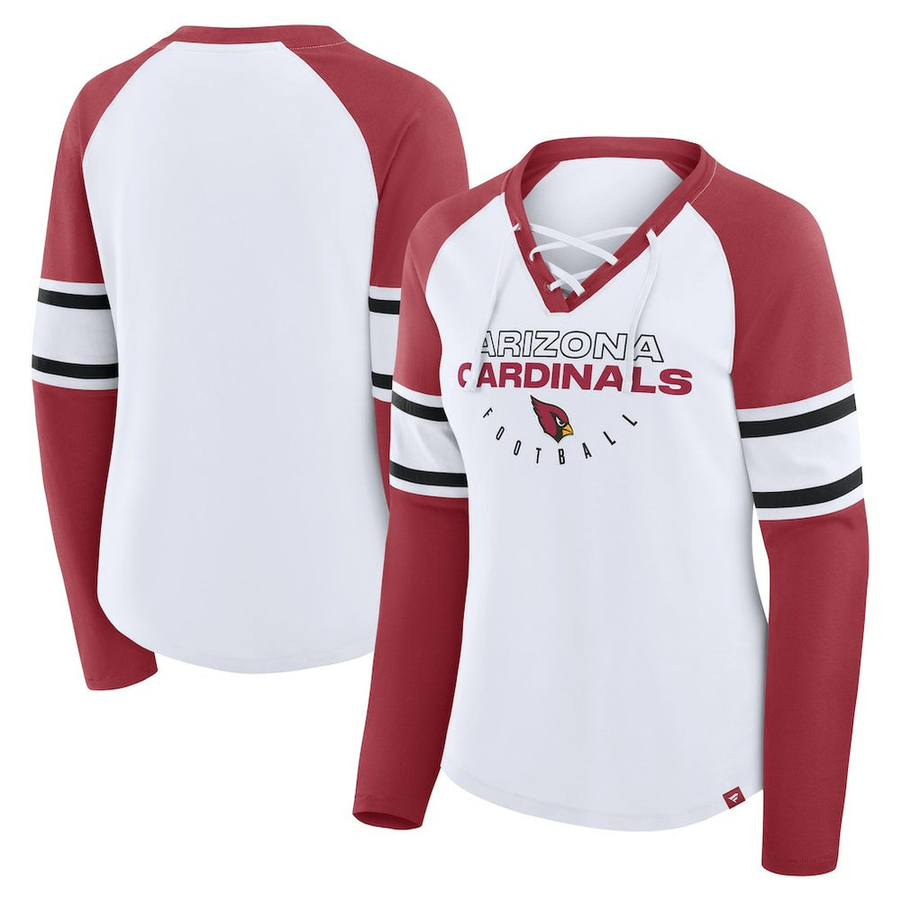 Arizona Cardinals Fanatics Women's Redzone Blitz Package Raglan Lace-Up V-Neck Long Sleeve T-Shirt