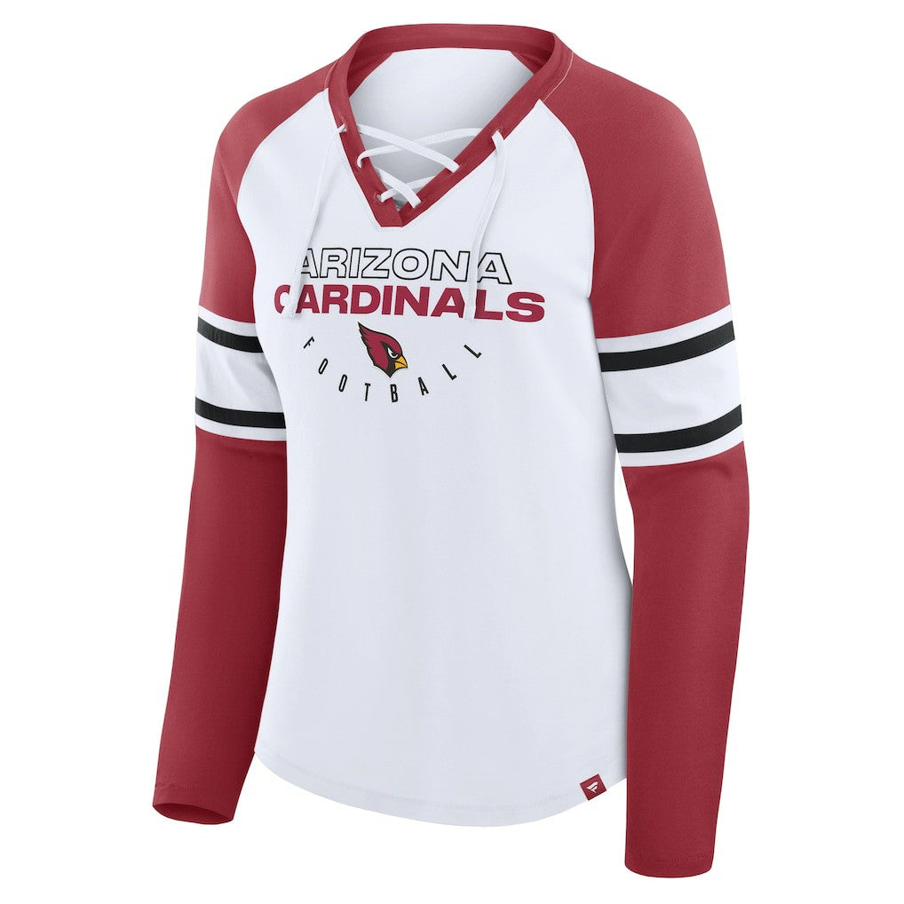 Arizona Cardinals Fanatics Women's Redzone Blitz Package Raglan Lace-Up V-Neck Long Sleeve T-Shirt