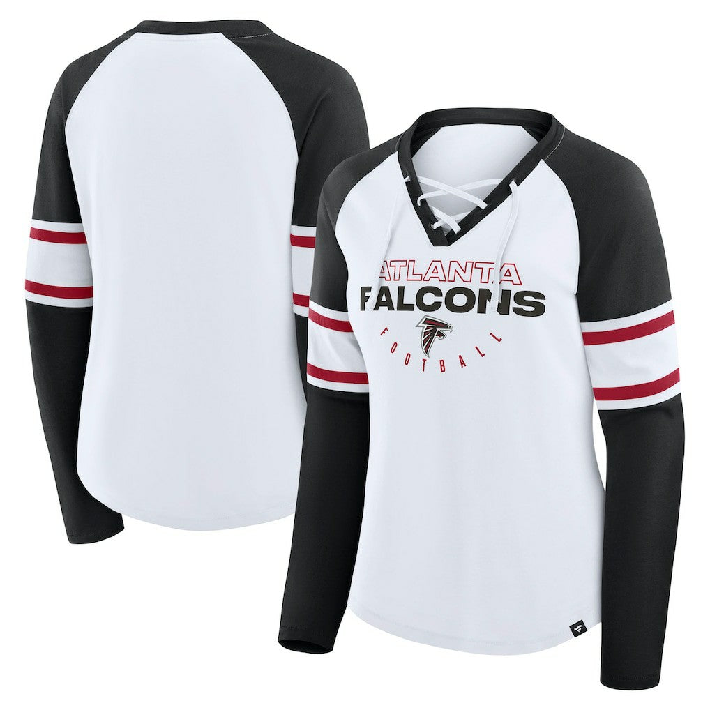 Atlanta Falcons Fanatics Women's Redzone Blitz Package Raglan Lace-Up V-Neck Long Sleeve T-Shirt
